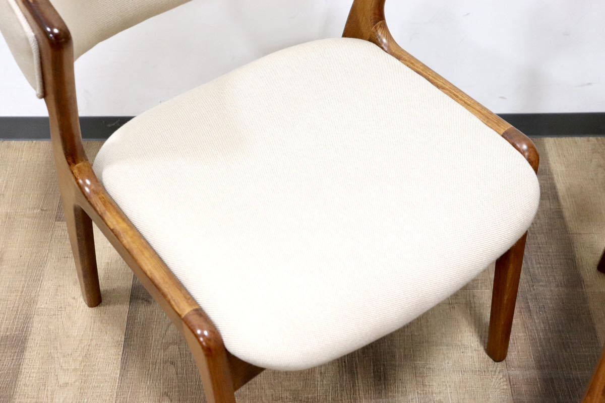 GMGN294B○朝日木材加工 LuDeK ダイニングチェア 食卓椅子 セミアーム ファブリック 2脚セット 北欧スタイル モダン ヴィンテージ 稀少