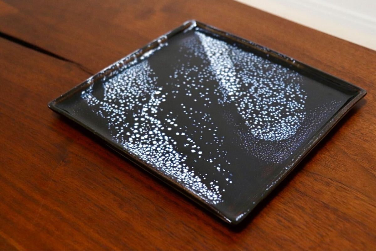 GMIO334B○陶勝窯 丹波焼 銀河四角皿 市野勝 市野勝磯 陶器 工芸品 丹波篠山 未使用