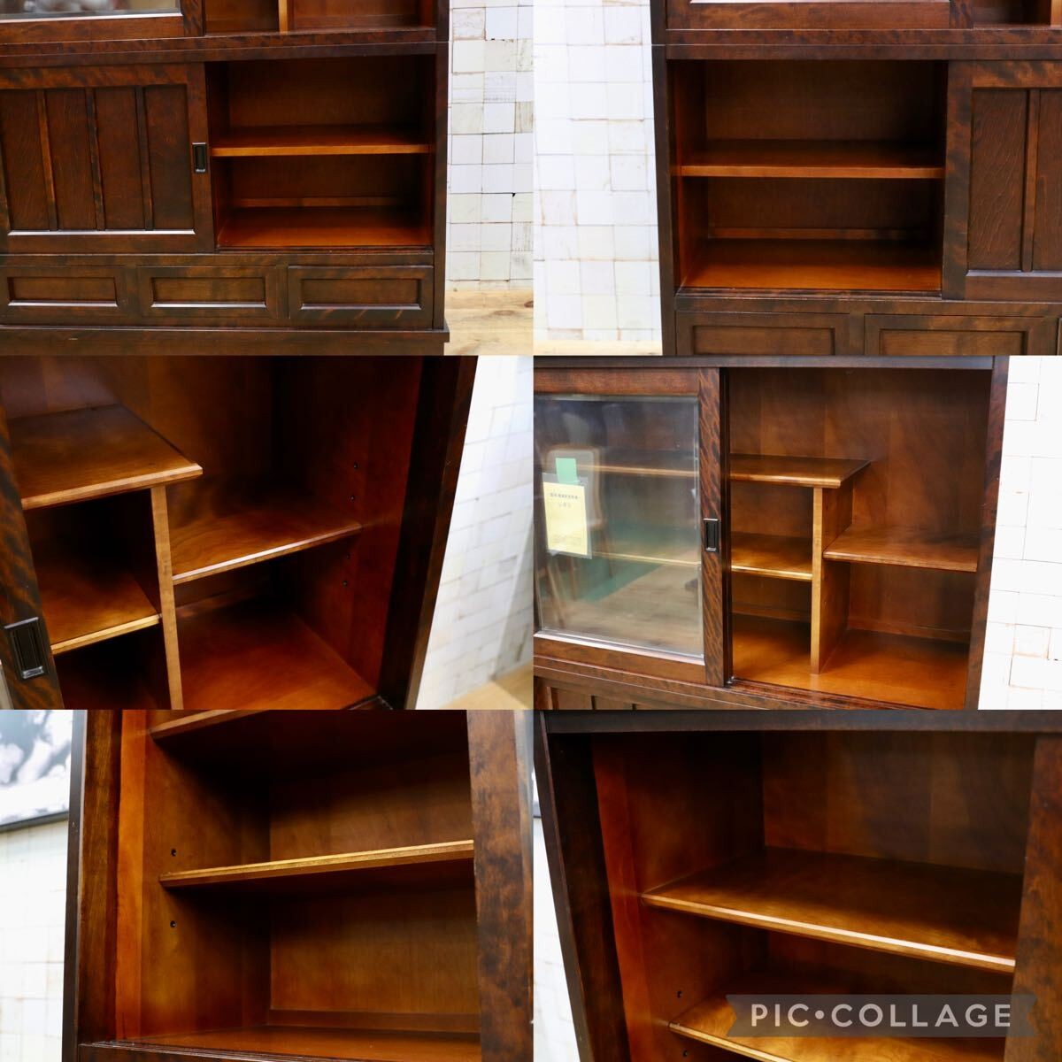 GMIS337○北海道民芸家具 キャビネット 飾り棚 リビングボード サイドボード 水屋 茶棚 和家具 和モダン レトロ 飛騨産業 樺材