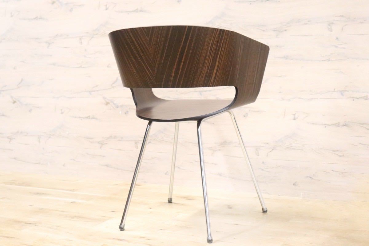 GMGN93C○モダン ダイニングチェア ミーティングチェア アームチェア プライウッド 椅子 曲木 金属フレーム