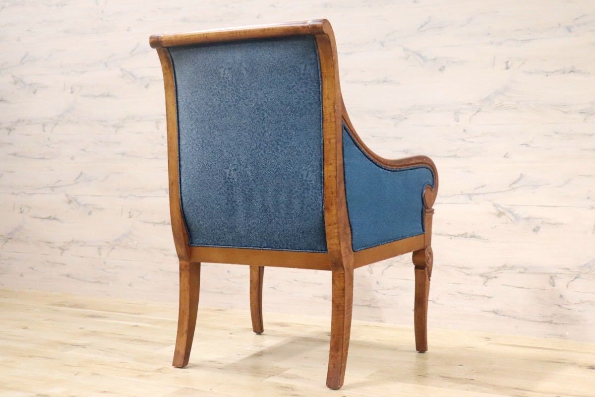 GMGN162C○西洋 クラシック シングルソファ ラウンジチェア 1人掛けソファ 椅子 木製 ファブリック アンティーク 彫刻