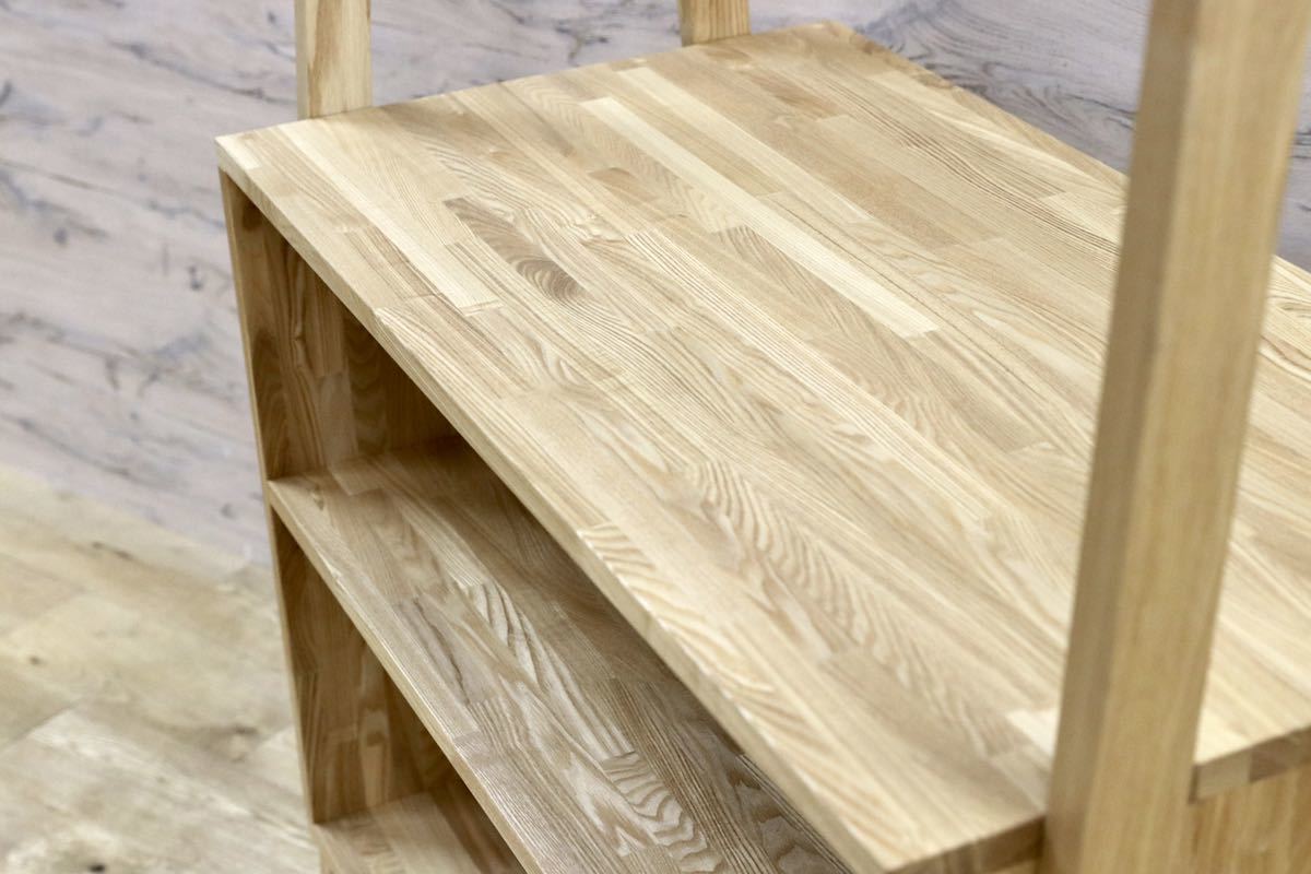 GMFS156A○北欧モダン シェルフ ラック リビング収納 タモ材 飾り棚 ナチュラル ハンガーラック オープンシェルフ 展示品