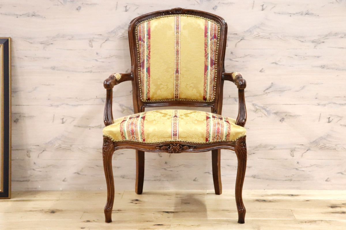 GMGS128A○イタリア モダン ダイニングチェア 椅子 猫脚 鋲打 ロココ調 金華山 クラシック エレガント アンティーク風 約5.2万