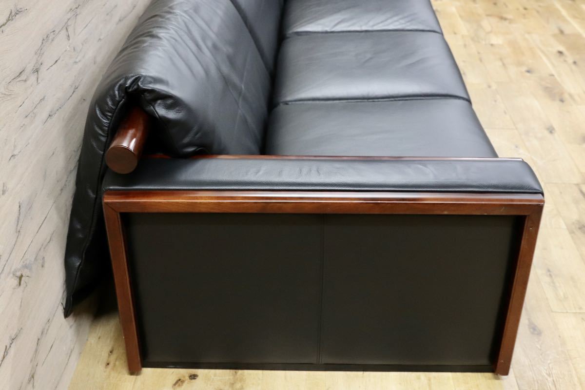 GMFK575○MORISHIGE / モリシゲ プレステージ 3人掛けソファ トリプルソファ 黒総革 IDC大塚家具 最高級 リビング チェア 約85万