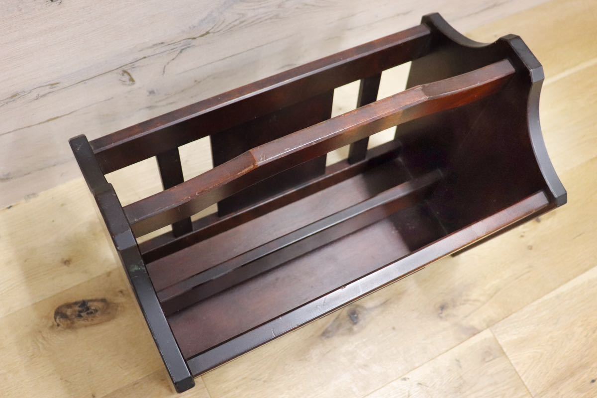 GMGT53○北海道民芸 マガジンラック 本立て 樺材 雑誌入れ ラック オールド モダン 和室 座敷 民芸家具