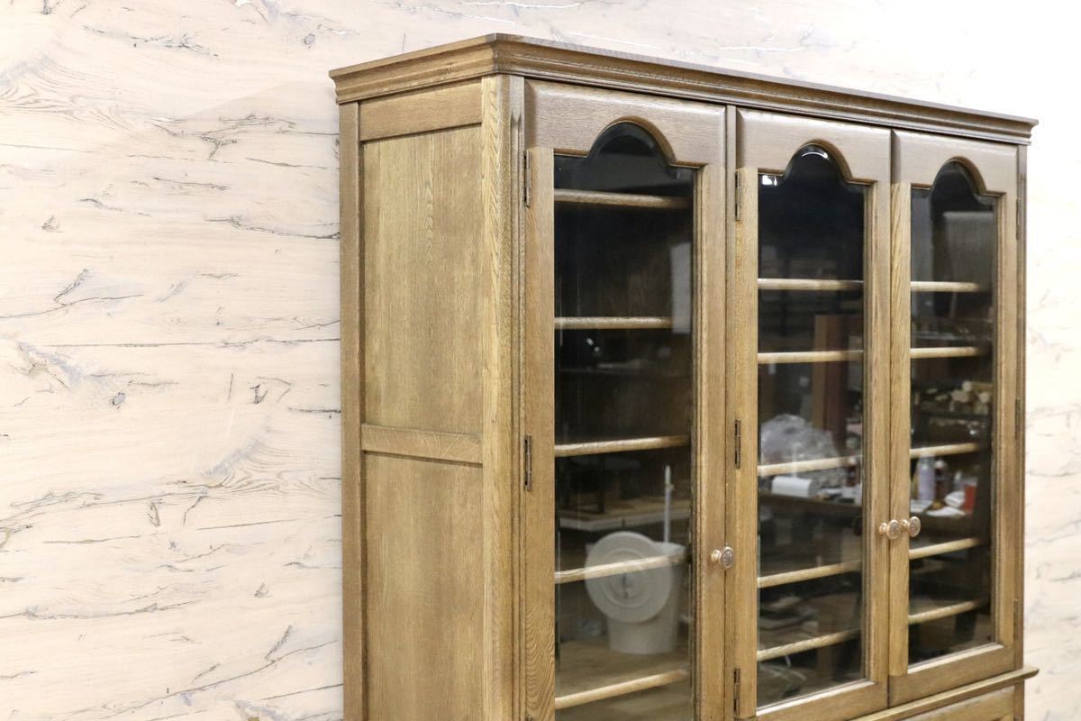 GMFK449○旭川家具 山室家具製作所 ESPOIR エスポアール 食器棚 飾り棚 リビングボード オーク無垢材 レトロ カントリー 約33万