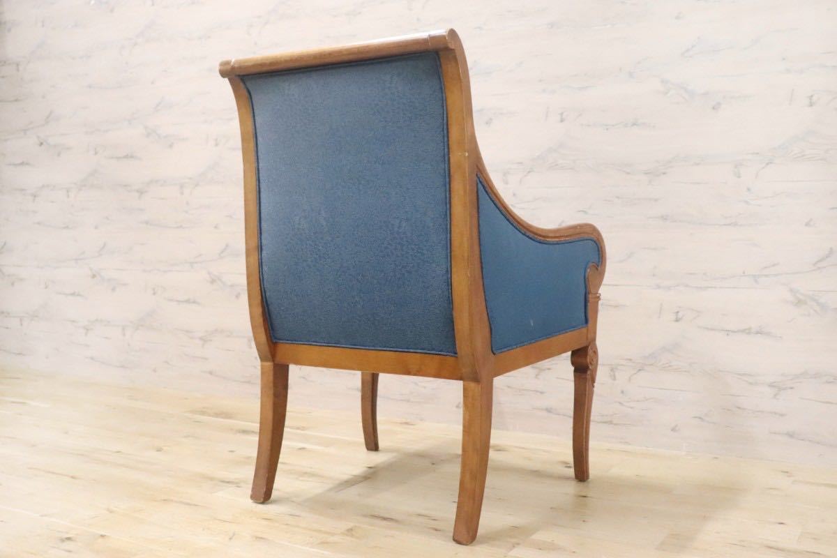 GMGN145E○西洋 クラシック シングルソファ ラウンジチェア 1人掛けソファ 椅子 木製 ファブリック アンティーク 彫刻