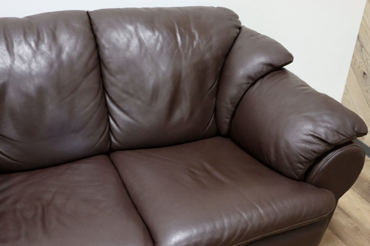 GMGH307A○enzo dambrosio / エンツォダンブロシオ 2人掛けソファ ラブソファ 本革 ブラウン イタリア製 IDC大塚家具 モダン 定価約32万