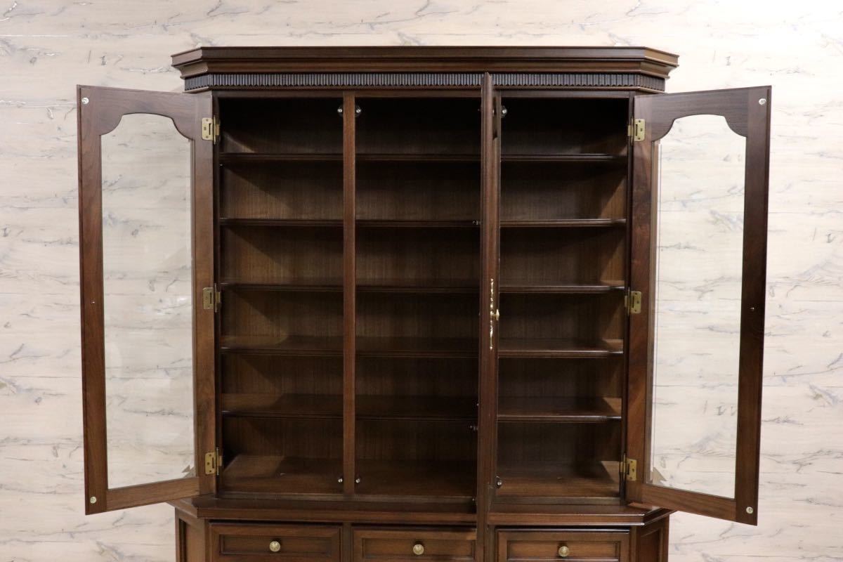 GMGN168○コスガ / KOSUGA リージェントハウス キャビネット 飾り棚 食器棚 ウォールナット材 クラシック 定価約44 万