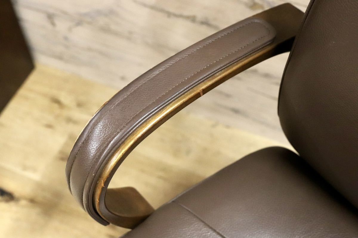 GMGN236○karimoku / カリモク 本革 デスクチェア 作業椅子 本革 ハイバック ワーキング ブラウン モダン 定価約21.3万