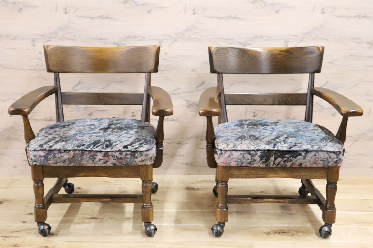 GMGS61A○柏木工 / KASHIWA ウィルダネス ダイニングチェア 椅子 飛騨家具 オーク材 無垢材 レトロカントリー 2脚セット キャスター付き