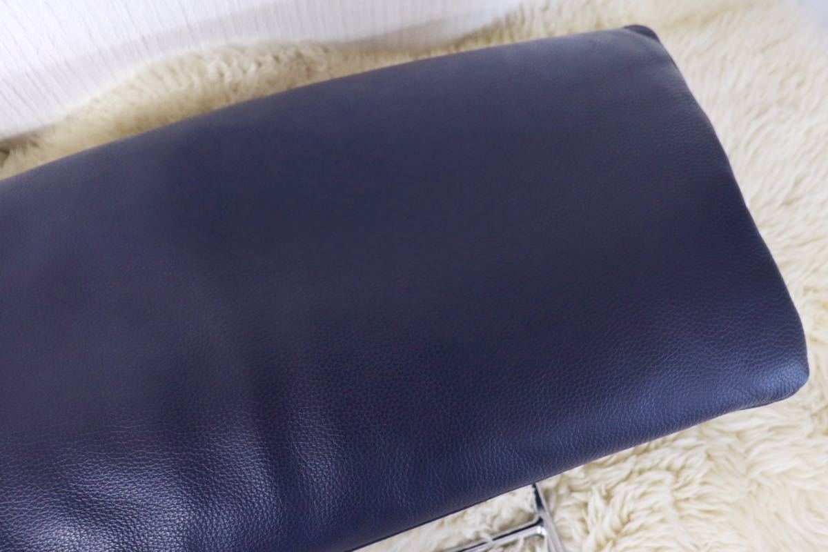 GMFN227BOLeatherworld / レザーワールド ヘッドレスト 青色 本革 高級 モダン IDC大塚家具 美品
