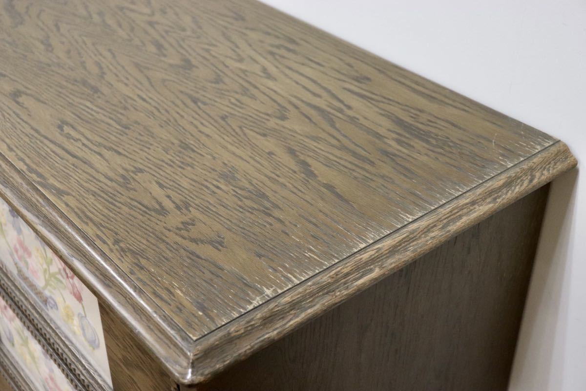 GMGK183A○神戸家具 洋家具 伊藤家具 3段チェスト 整理タンス 彫刻 オーク材 クラシカル 花柄 和製ヴィンテージ アンティーク 検)永田良介