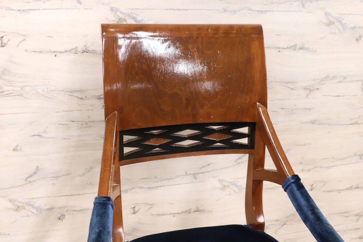 GMGN162○イタリア製 クラシック モダン ダイニングチェア 椅子 セミアームチェア ベロア 西洋 アール・ヌーヴォー