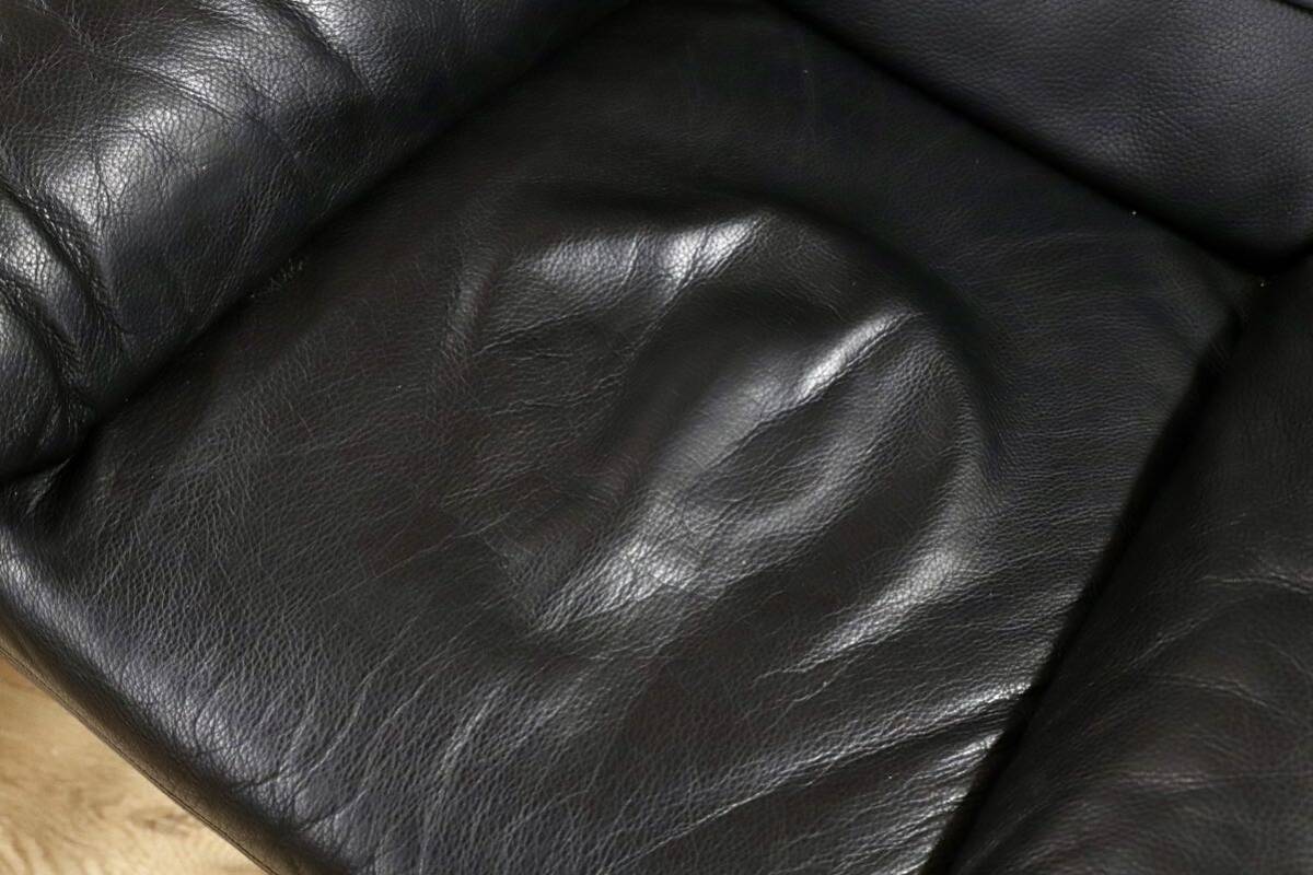 GMHH45○ROLF BENZ / ロルフベンツ Forum フォーラム ラウンジチェア 黒 本革 ヴィンテージ ドイツ IDC大塚家具 回転チェア 約70万 稀少
