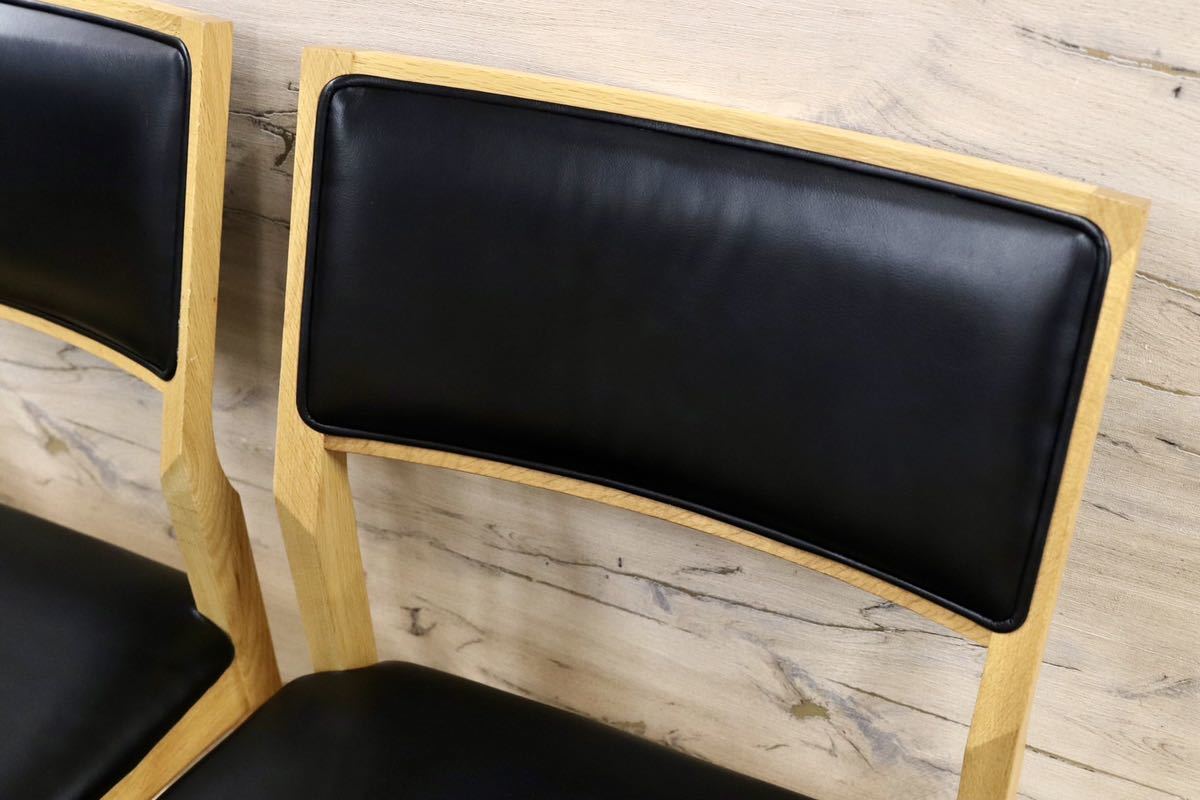 GMGH431A○清見堂工房 飛騨家具 ダイニングチェア 椅子 2脚セット オーク材 スタイリッシュモダン 合皮 北欧スタイル