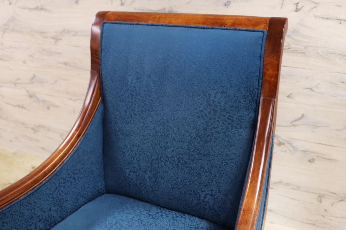 GMGN162A○西洋 クラシック シングルソファ ラウンジチェア 1人掛けソファ 椅子 木製 ファブリック アンティーク 彫刻