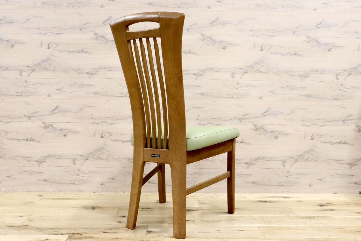 GMHS223B○karimoku / カリモク ダイニングチェア アームレスチェア 椅子 カントリー モダン レトロ オーク 合皮 グリーン 国産家具