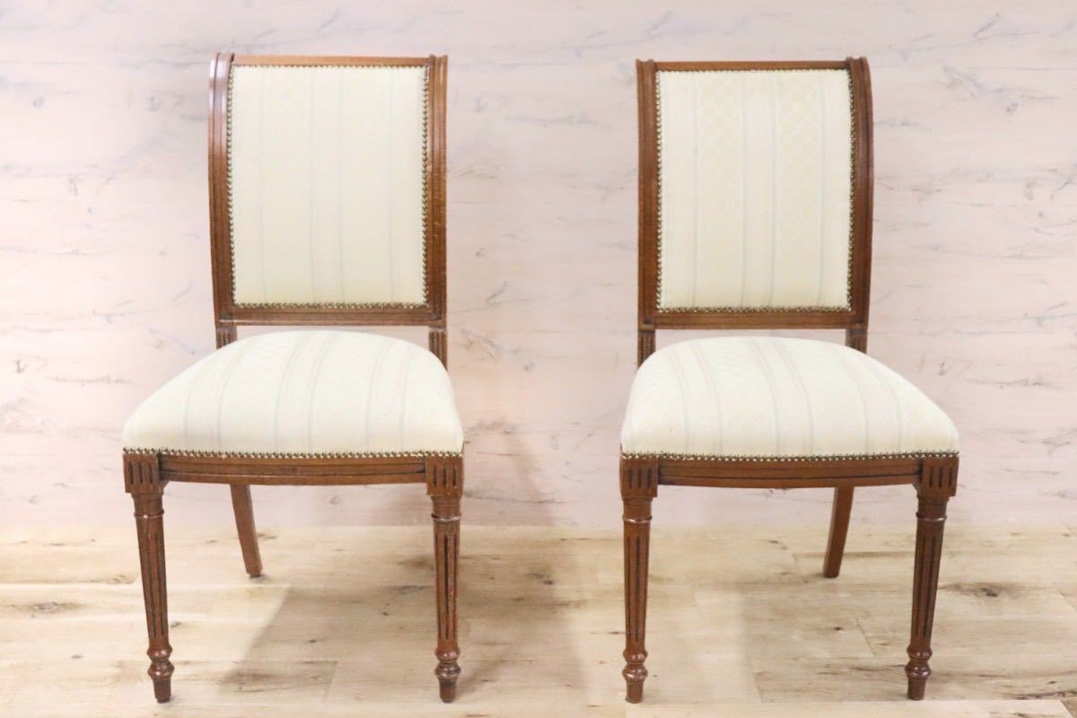 GMGN93B○西洋 アンティーク調 ダイニングチェア 椅子 2脚セット 木製フレーム ファブリック クラシック エレガント