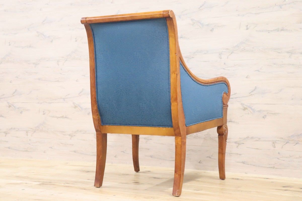 GMGN145B○西洋 クラシック シングルソファ ラウンジチェア 1人掛けソファ 椅子 木製 ファブリック アンティーク 彫刻