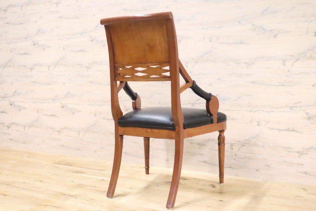 GMGN149C○イタリア製 クラシック モダン ダイニングチェア 椅子 セミアームチェア 本革 レザー 西洋 アール・ヌーヴォー