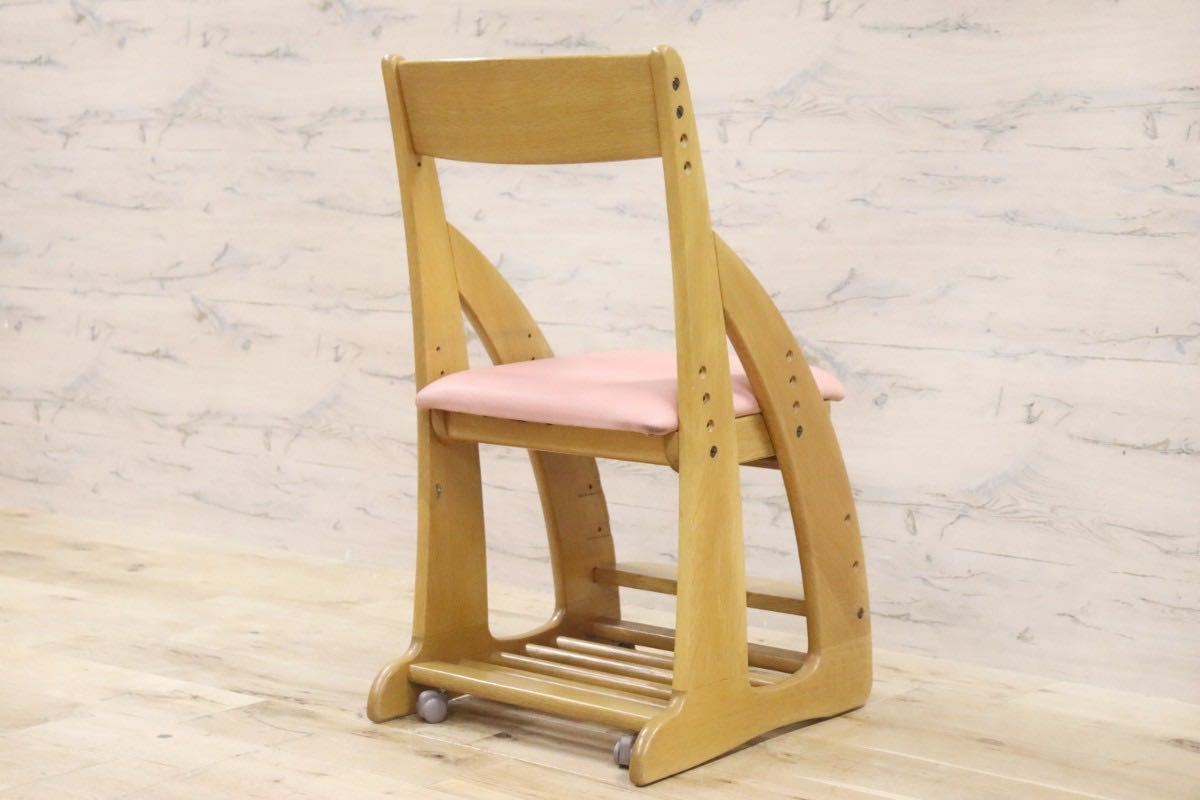 GMFN264A○浜本工芸 / HAMAMOTO キッズチェア デスクチェア 椅子 高さ調節機能 キャスター付 ピンク
