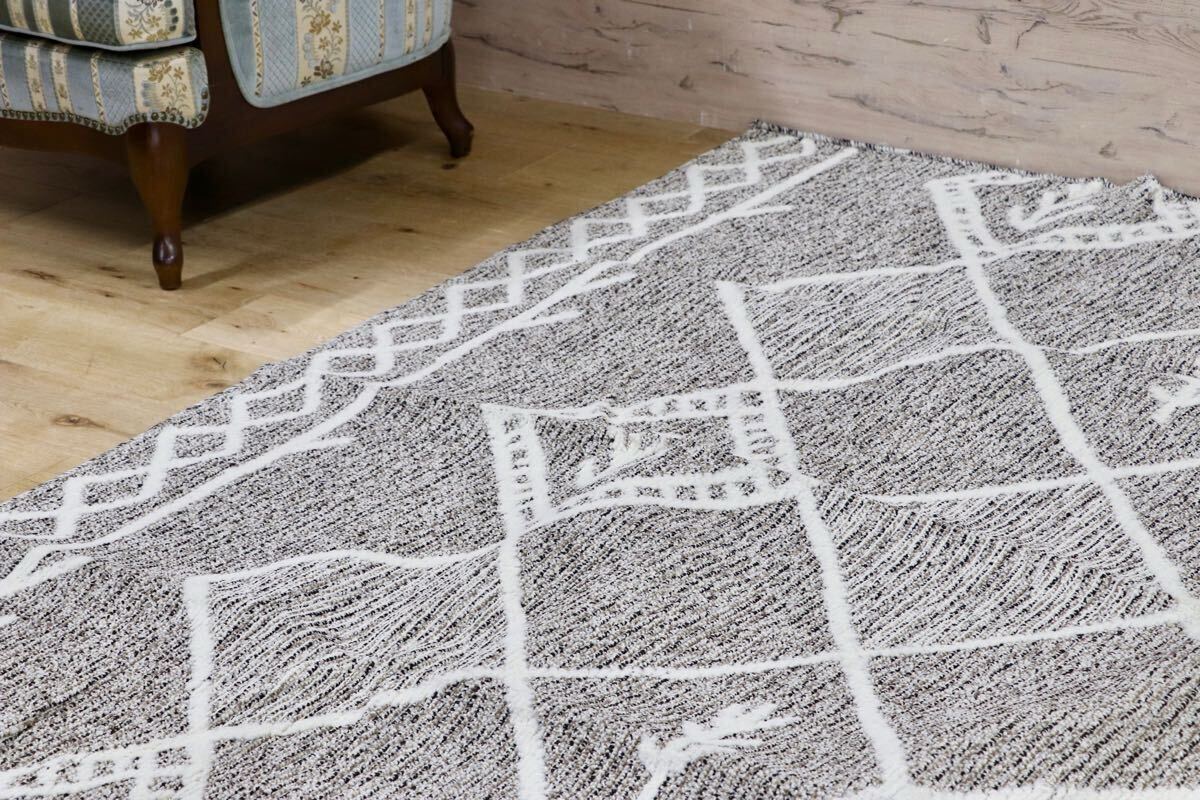 GMHH322D○日本カーペット工業会 カルム ポリプロピレン100% ブラウン ラグ カーペット 絨毯 モデルルーム展示品