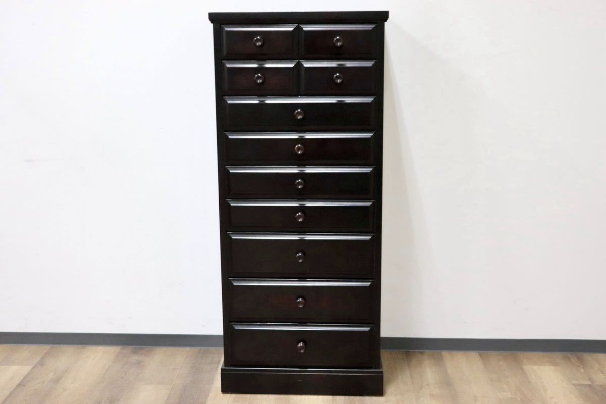 GMGN415○民芸家具 9段チェスト 整理タンス 箪笥 スリムチェスト 樺材 和家具 和室 和モダン 古民家 アンティーク 検) 北海道民芸家具