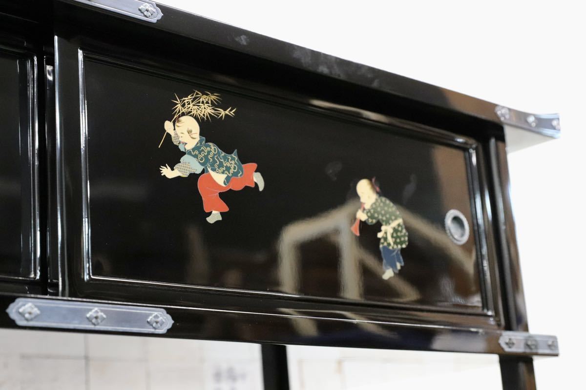 GMGS27○最高峰 西塚朝光 茶棚 飾り棚 唐子図 サイドボード 和家具 輪島塗 天皇家納入作品制作蒔絵師 希少 定価約1000万 展示品※発送不可