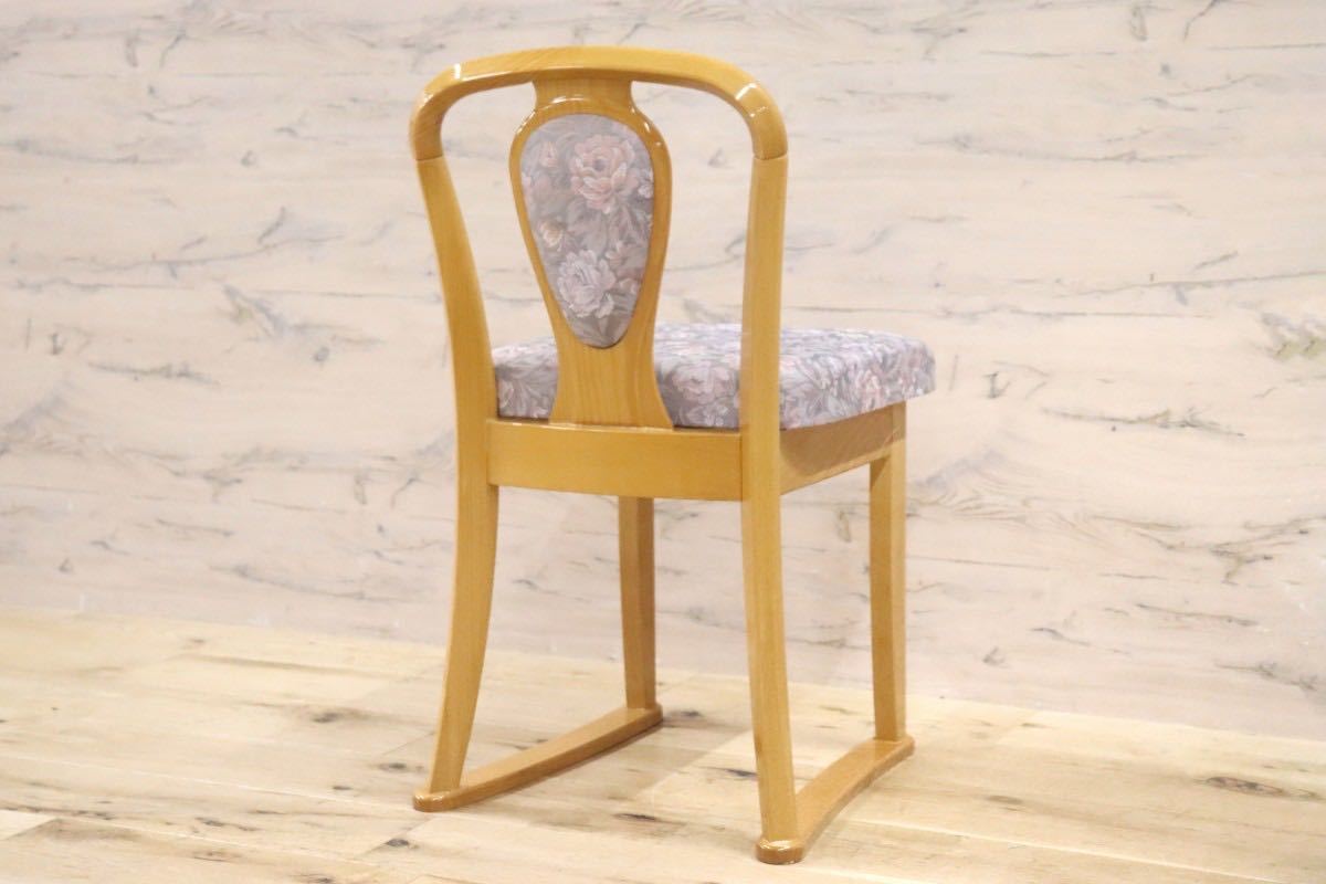GMFK17○大塚化学木製建具 ドレッサーチェア スツール 椅子 オーク材 ファブリック エレガント 花柄 美品