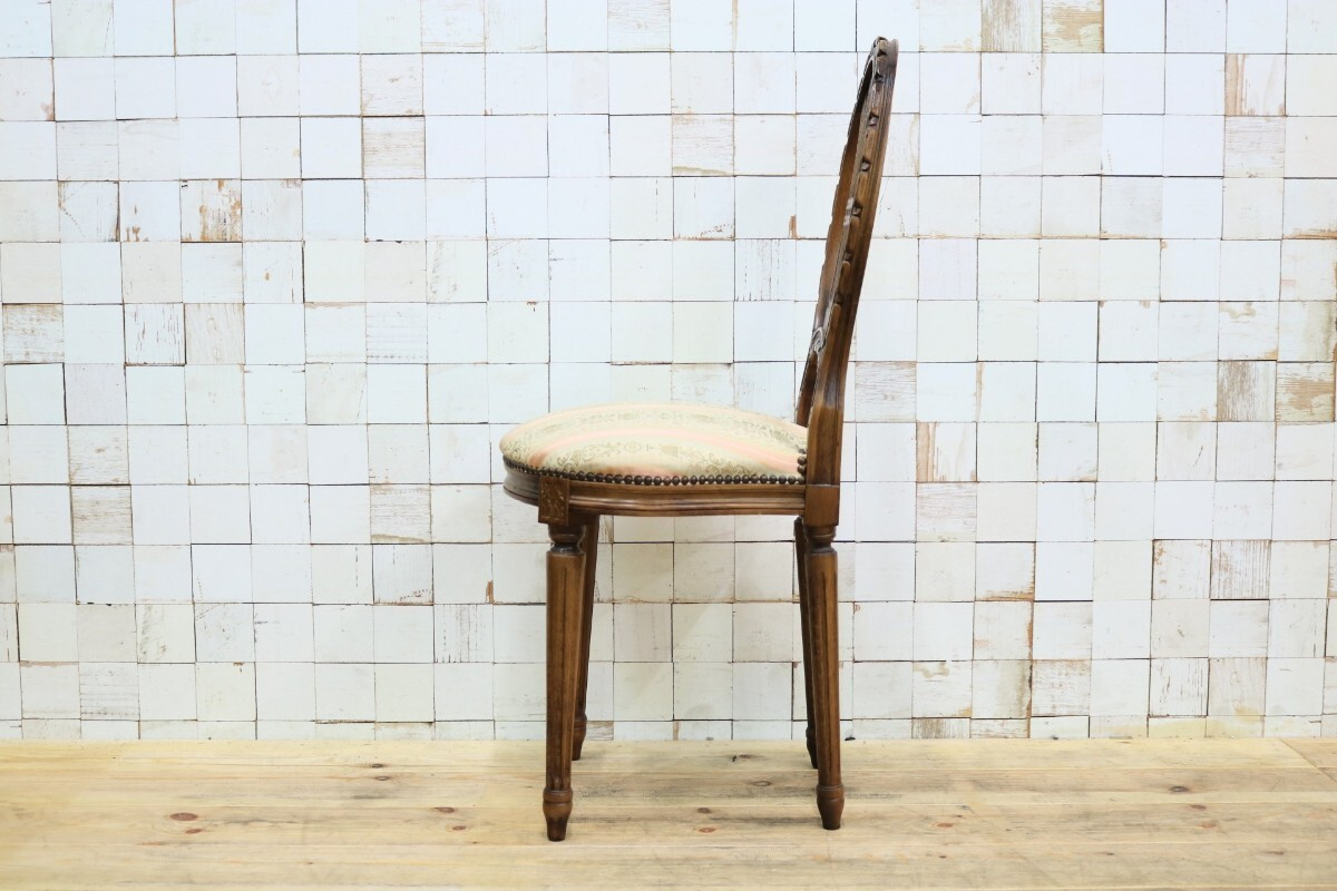 GMIK504B○イタリア アンティーク サイドチェアドレッサーチェア 椅子 鋲打ち ヴィンテージ 希少