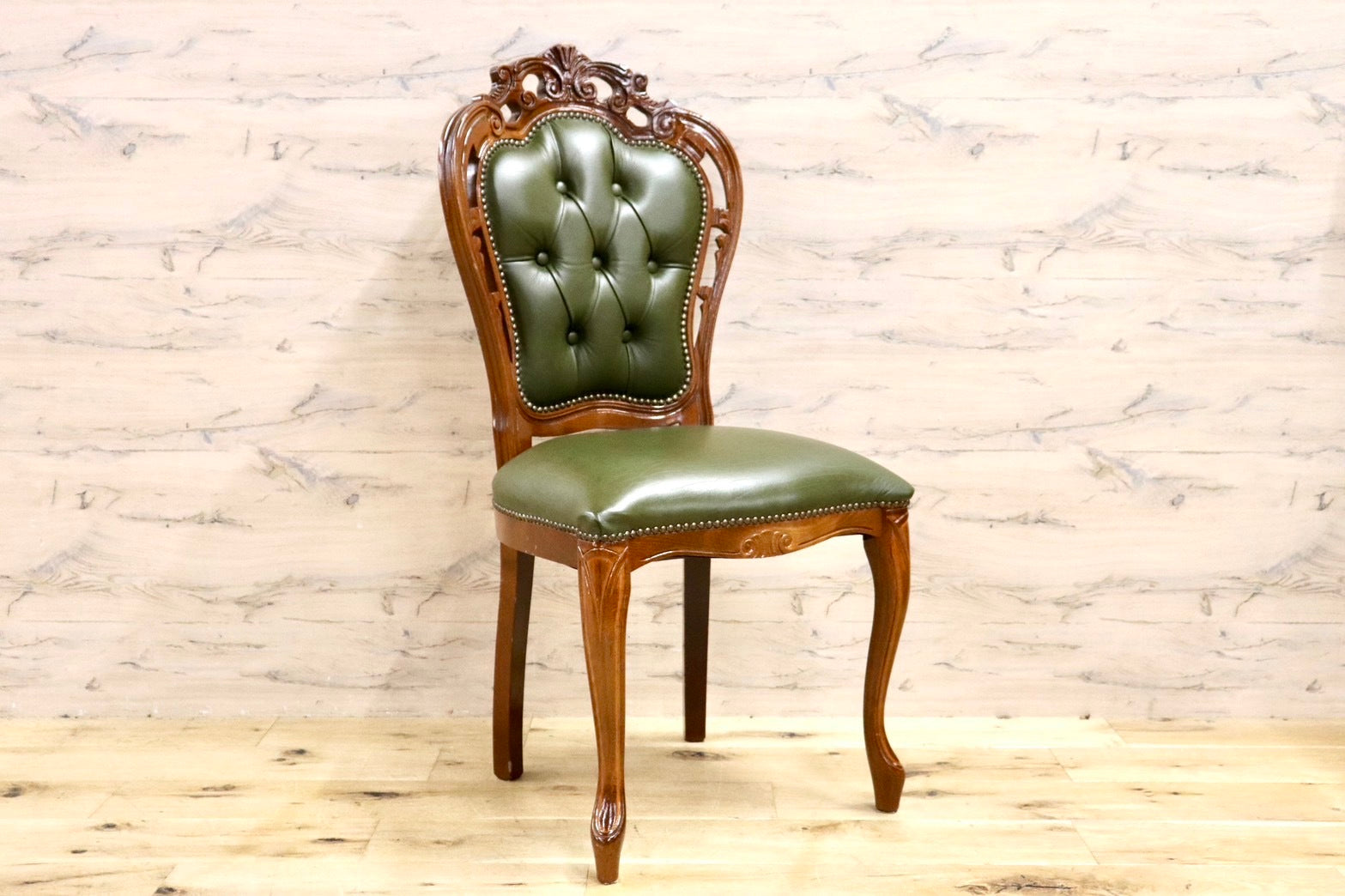 GMHH164E○イタリア ヴィンテージ ヨーロピアン ヴェローナクラシック ダイニングチェア 革張り 猫脚 ヨーロッパ家具 アンティーク