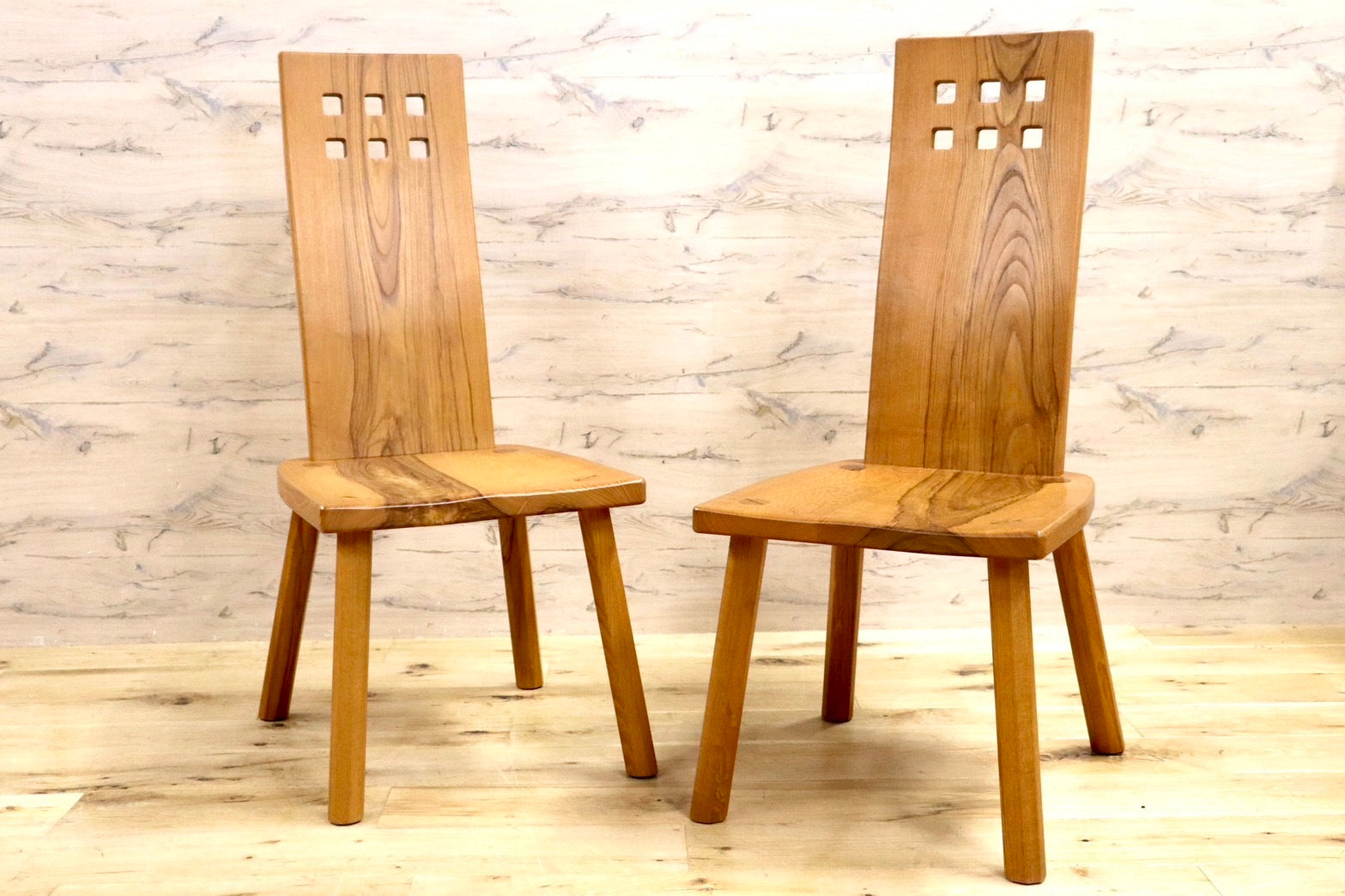 GMHS184C○谷材木店 谷信英 ダイニングチェア アームレスチェア 天然木 無垢 ナチュラル カントリー 工房家具 2脚セット