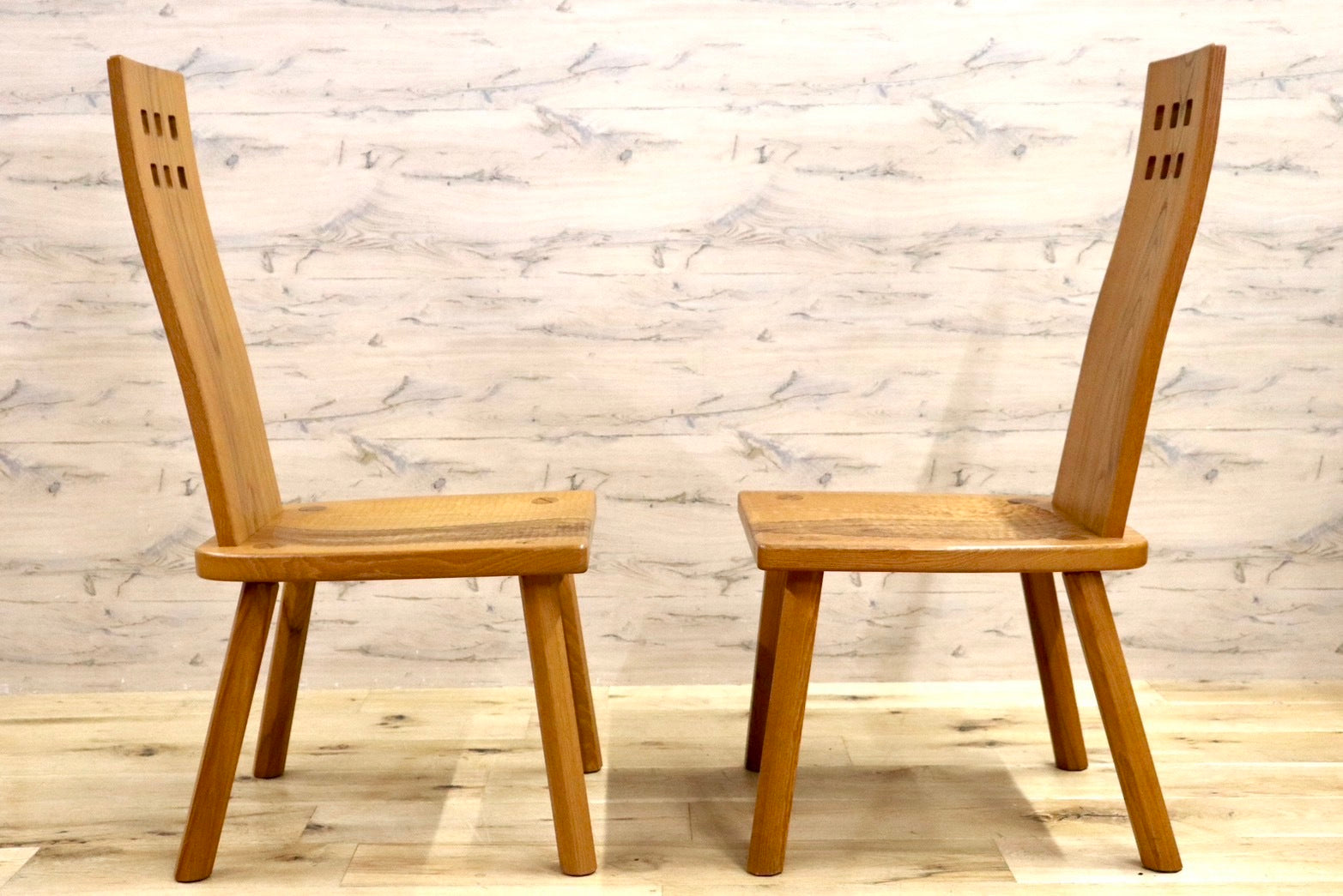 GMHS184C○谷材木店 谷信英 ダイニングチェア アームレスチェア 天然木 無垢 ナチュラル カントリー 工房家具 2脚セット