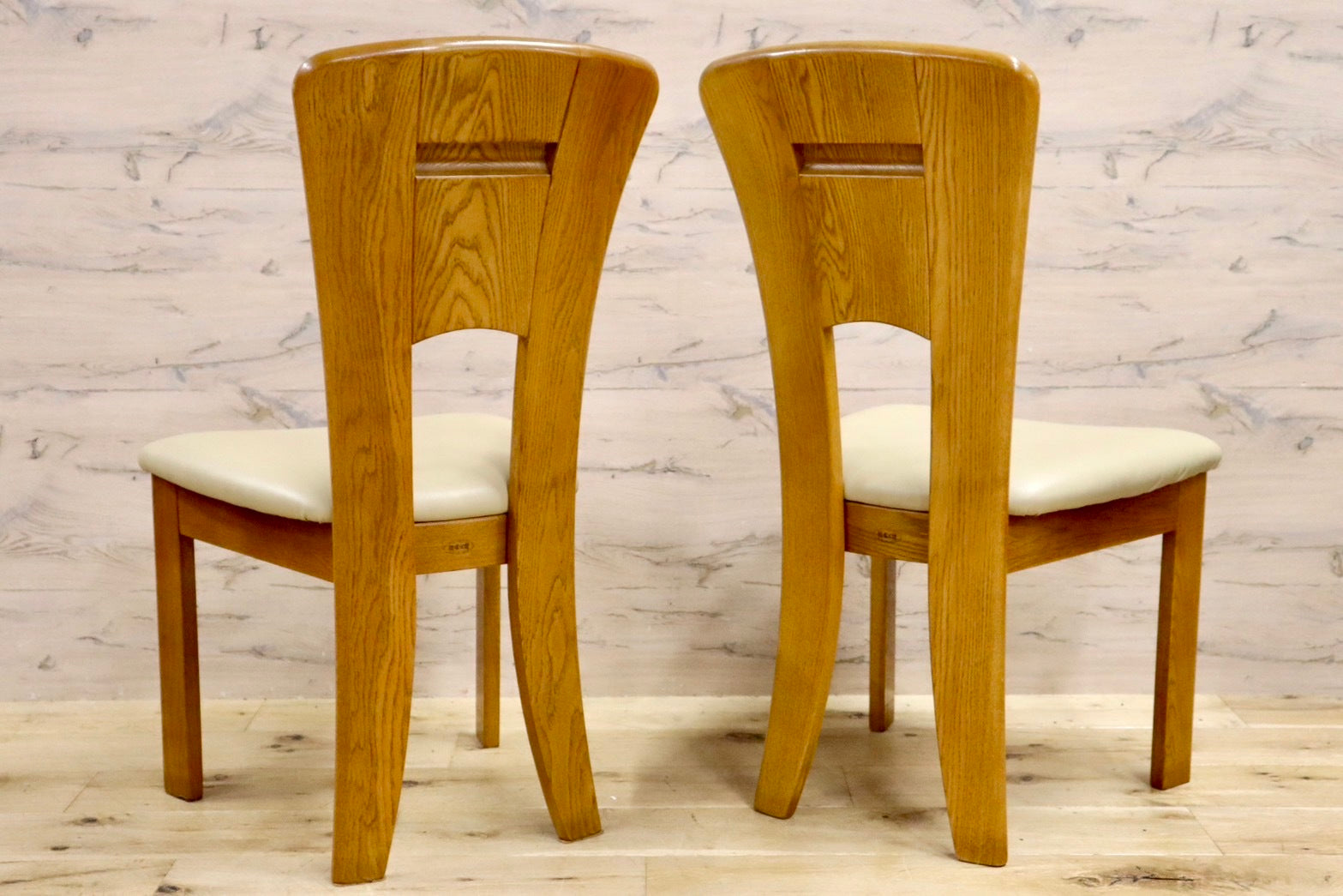 GMHS206B○浜本工芸 / HAMAMOTO ダイニングチェア 食卓椅子 合皮 楢材 無垢 2脚セット モダン