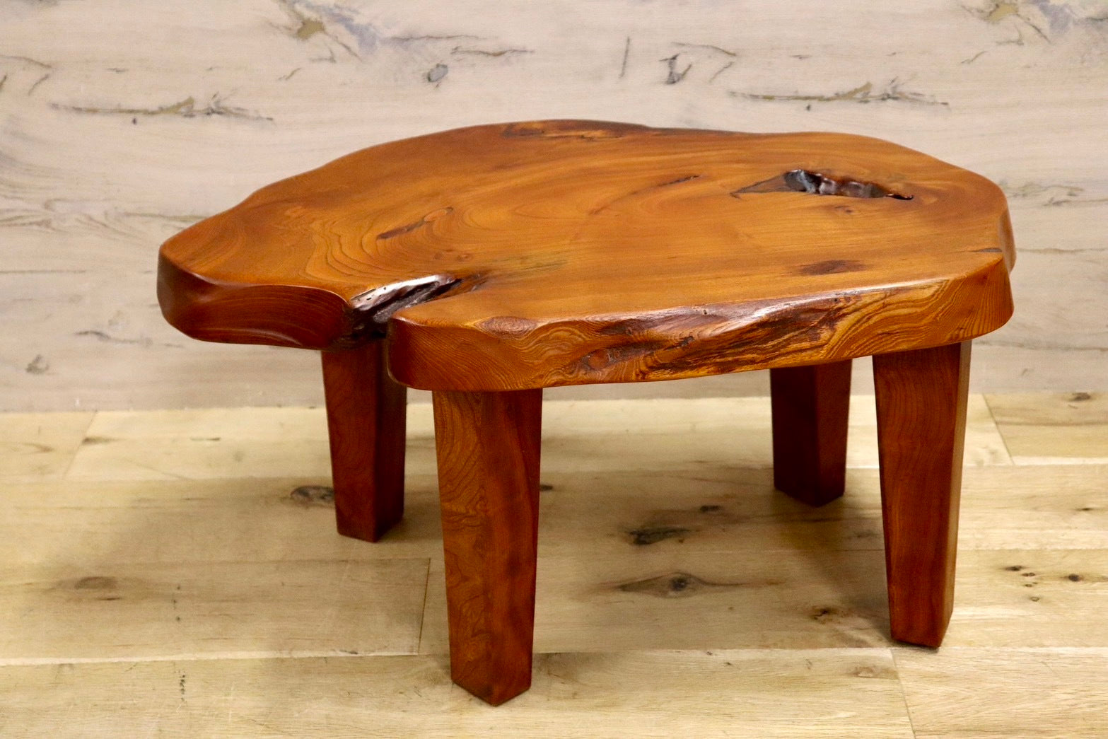 逸品！美しい杢目の欅 無垢材 文机 木組み 指物家具 あまかっ 座敷机 