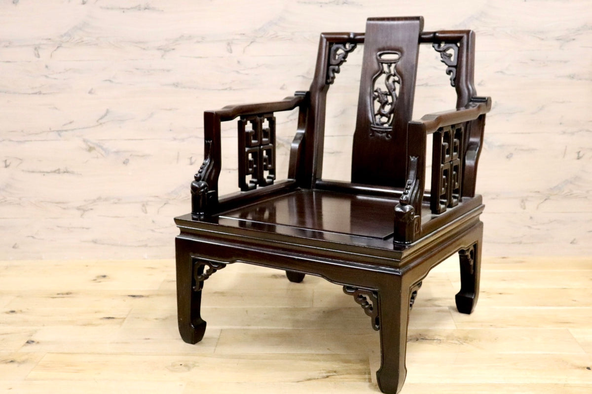 GMHS297F○中国美術 唐木家具 アームチェア 椅子 無垢材 民藝 最高級 