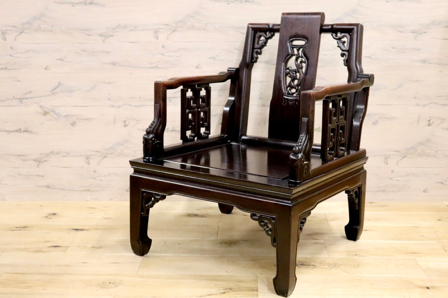 GMHS297G○中国美術 唐木家具 アームチェア 椅子 無垢材 民藝 最 