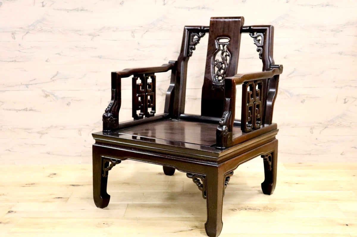 GMHS297N○中国美術 唐木家具 アームチェア 椅子 無垢材 民藝 最高級 
