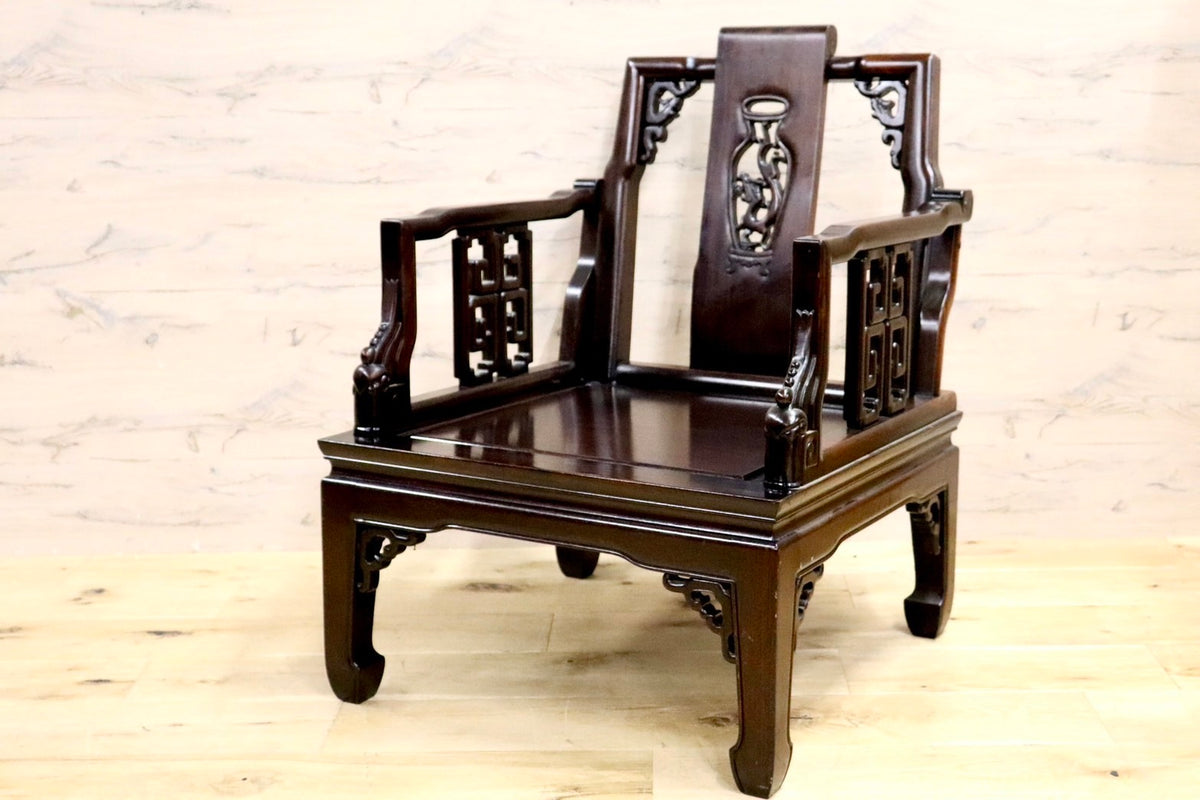 GMHS297O○中国美術 唐木家具 アームチェア 椅子 無垢材 民藝 最高級 