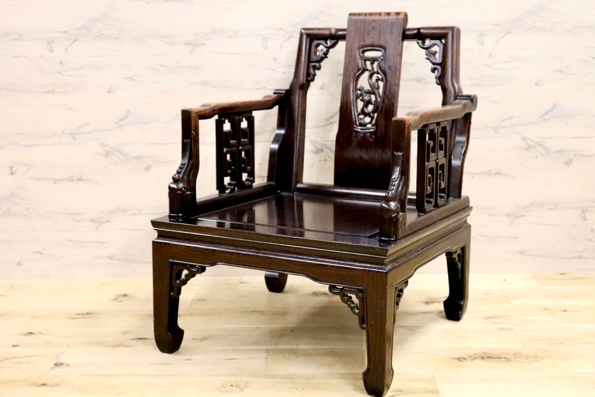 GMHS297DD○中国美術 唐木家具 アームチェア 椅子 無垢材 民藝 最高級 
