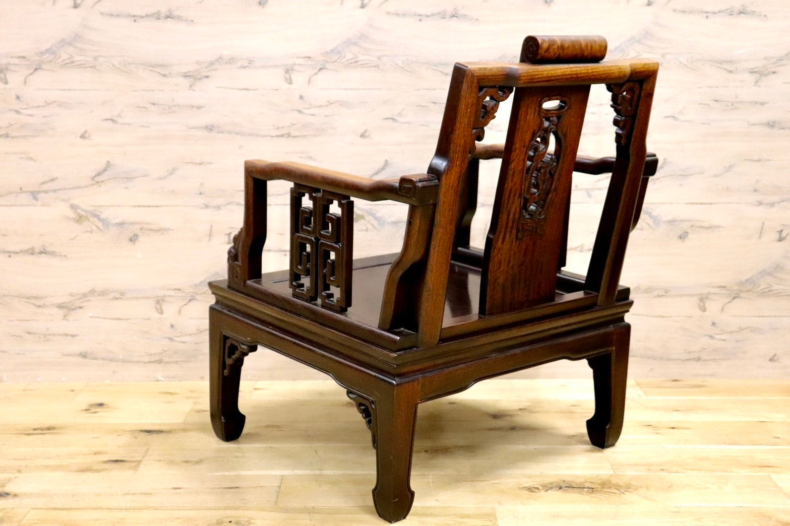 GMHS297DD○中国美術 唐木家具 アームチェア 椅子 無垢材 民藝 最高級 ヴィンテージ アンティーク アジアン