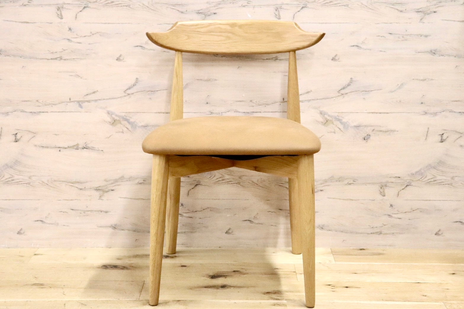 GMHN174D○CHERRY FURNITURE / 桜屋工業 ダイニングチェア DC-114N-LEX 天然木 ホワイトオーク 布(レザークロス) 展示未使用品 定価約3万円