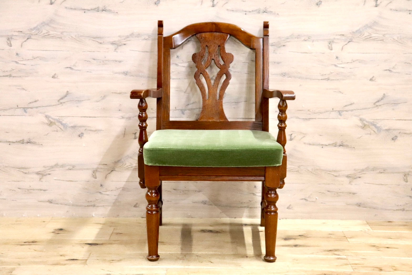 GMHS366B○三越ブルージュ Brugge ダイニングチェア 食卓椅子 アームチェア ヨーロピアン クラシック 英国カントリー モケットグリーン