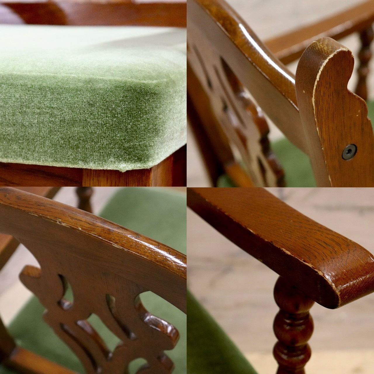 GMHS366B○三越ブルージュ Brugge ダイニングチェア 食卓椅子 アームチェア ヨーロピアン クラシック 英国カントリー モケットグリーン