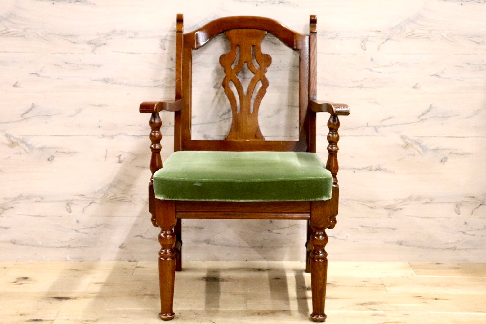 GMHS366C○三越ブルージュ Brugge ダイニングチェア 食卓椅子 アームチェア ヨーロピアン クラシック 英国カントリー モケットグリーン