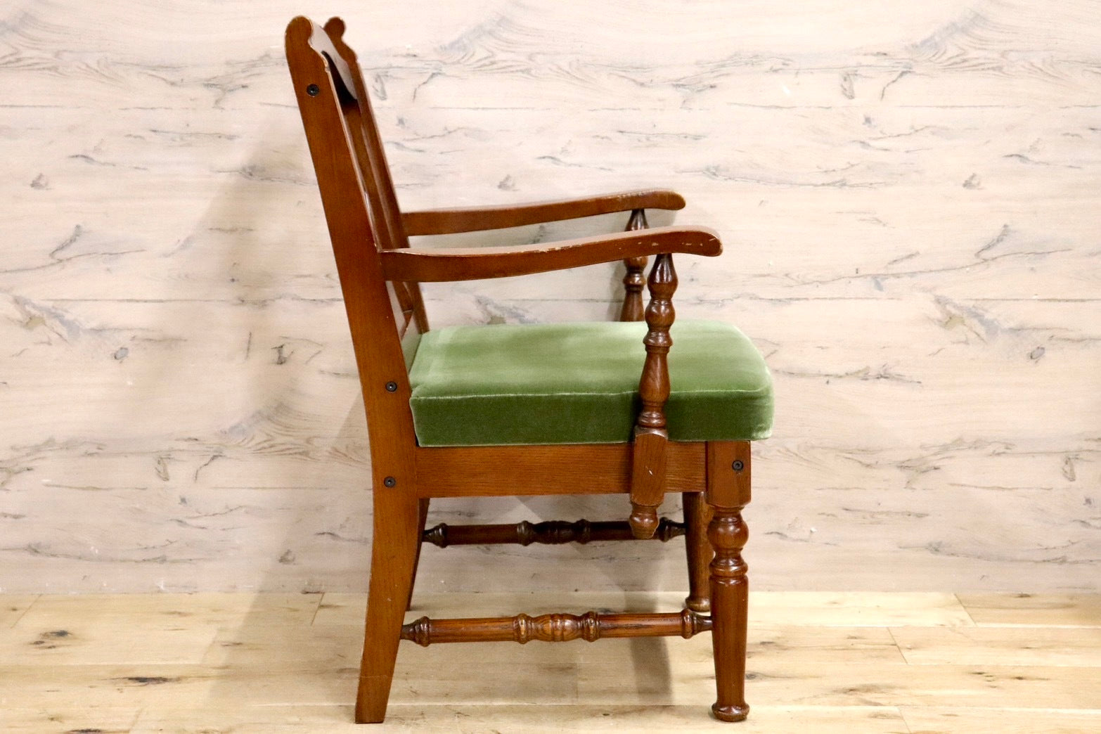 GMHS366C○三越ブルージュ Brugge ダイニングチェア 食卓椅子 アームチェア ヨーロピアン クラシック 英国カントリー モケットグリーン