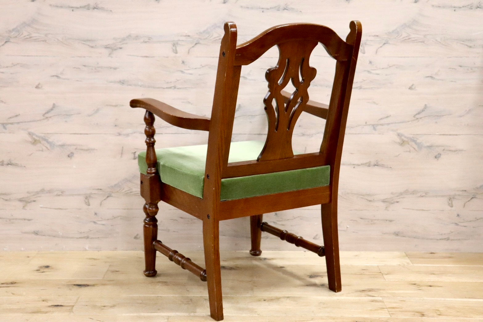 GMHS366C○三越ブルージュ Brugge ダイニングチェア 食卓椅子 アームチェア ヨーロピアン クラシック 英国カントリー モケットグリーン