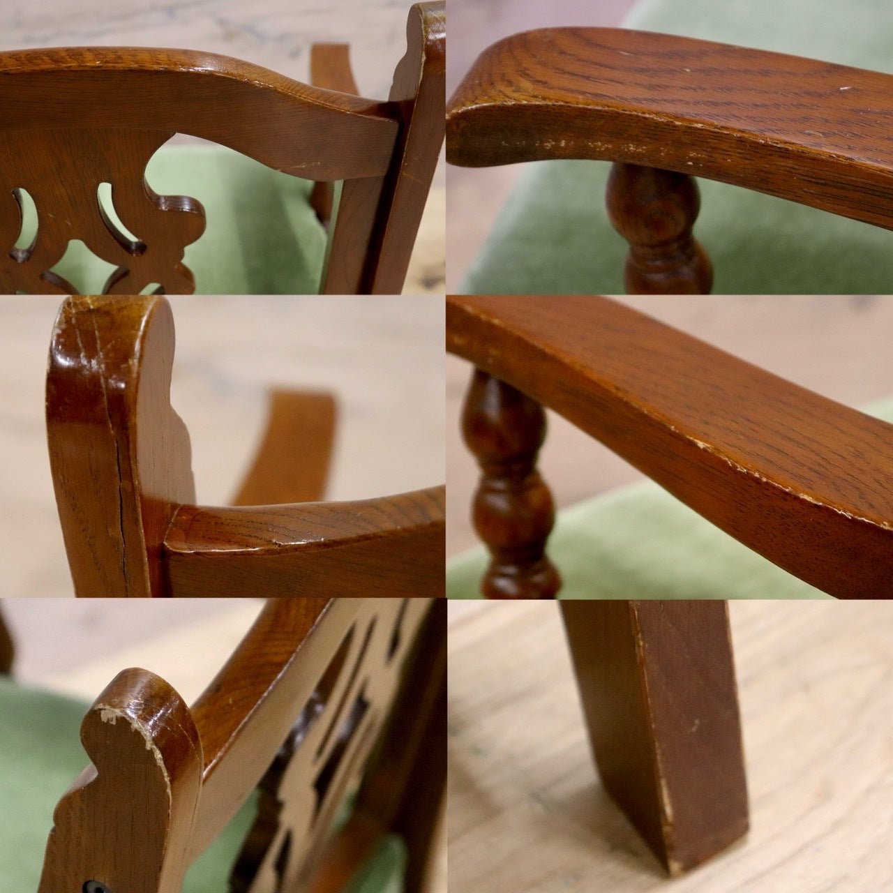 GMHS366C○三越ブルージュ Brugge ダイニングチェア 食卓椅子 アームチェア ヨーロピアン クラシック 英国カントリー モケットグリーン