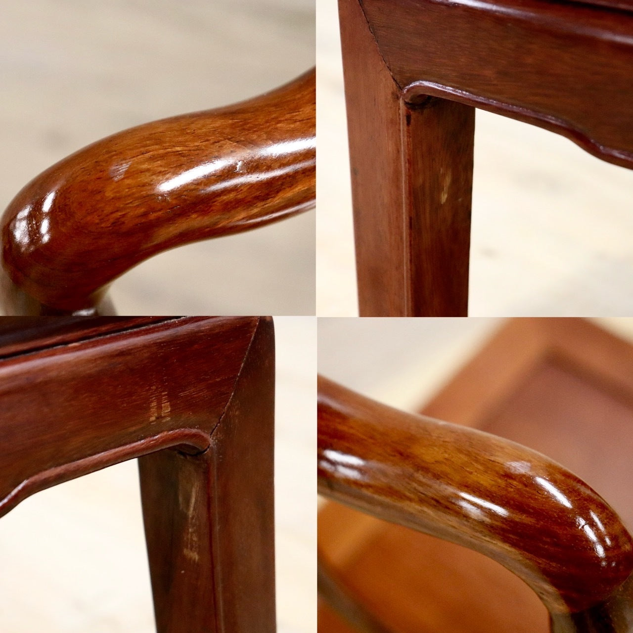 GMHK521C○唐木家具 ダイニングチェア 食卓椅子 アームチェア 花梨材 無垢 中国美術 高級家具 アジアン ヴィンテージ